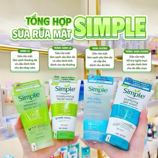  Sữa Rửa Mặt Simple SRM Simple Gel Rửa Mặt Cho Da Dầu Mụn Dưỡng Ẩm Da Khô Nhạy Cảm Dịu Nhẹ Chính Hãng Lành Tính 150ml 