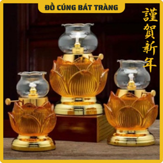 Đèn Lưu Ly, Đèn Dầu Thờ Cúng, Đèn Đặt Bàn Thờ, Thần Tài  chất Liệu Lưu Ly cao cấp Mã 035 - Đồ Cúng Bát Tràng