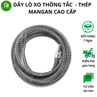 Dây Thông Tắc Cống, Thông Bồn Cầu Lò Xo Thép Mangan Không Rỉ Siêu bền 3M-15M (lắp cùng máy khoan hoặc quay tay )