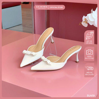  Sục cao gót nữ HÀ HUYỀN nơ nhí gót nhọn 7cm - SU419 