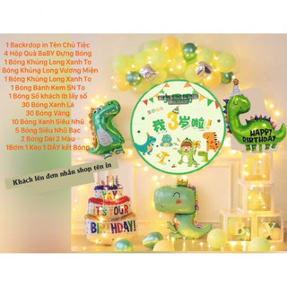 Set Bóng trang trí sinh nhật khủng long kèm backdrop