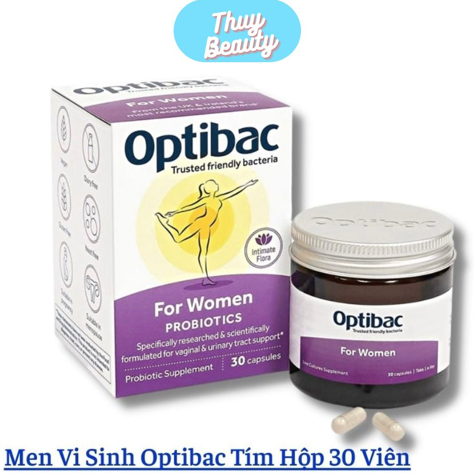 Men Vi Sinh Optibac Tím Probiotics For Women Hộp 30V Dành Cho Phụ Nữ, Chăm Sóc Vùng Kín, Lợi Khuẩn-H