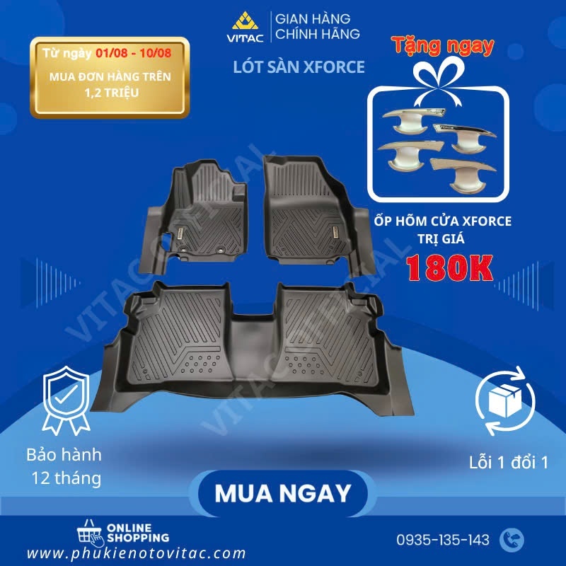 Freeship_Thảm lót sàn ô tô 5D Mitsubishi XFORCE đúc nguyên khối TPV (3 tấm/Bộ)