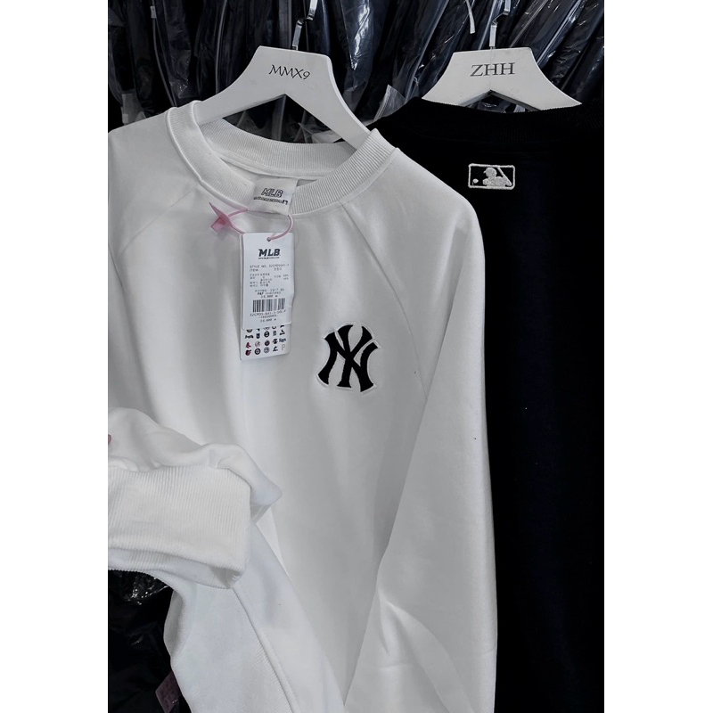 Áo sweater nỉ MLB 2 màu trắng đen freesize