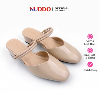 Giày Bít Mũi Nữ Đế Vuông Cao 3p Thanh Lịch, Guốc Sandal Mũi Vuông Đế Thấp Êm Chân NUDDO N300