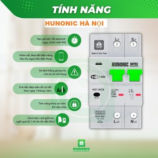Aptomat Hunonic Notec 40A, Aptomat Theo Dõi Tiền Điện Hàng Tháng, Điều Khiển Từ Xa Qua Điện Thoại