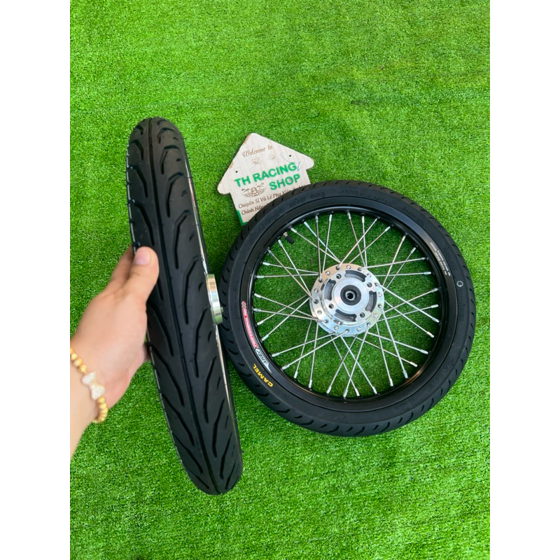 1 CÁI BÁNH CĂM TRƯỚC 14 INCH GẮN XE ĐẠP ĐIỆN XE ĐIỆN PEGA CAPA HK BIKE NIỀNG NHÔM AKEI 1.4 VỎ RUỘT CAMEL 60 90-14 