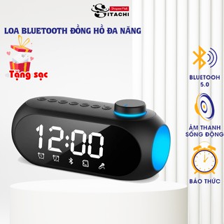 Loa bluetooth SITACHI S18 màn hình led đa năng, báo thức,  đèn nháy RGB pin sạc
