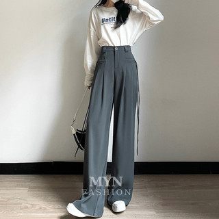  Quần Tây Ống Rộng Lưng Cạp Cao Túi Vuông Vải Mềm Không Nhăn Thắt Dây Nơ Dáng Ống Suông Đứng MS22 