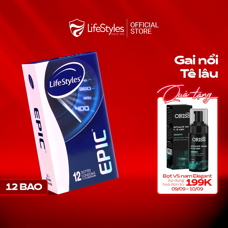 Bao cao su Lifestyles siêu mỏng siêu mềm có gân gai nhiều gel