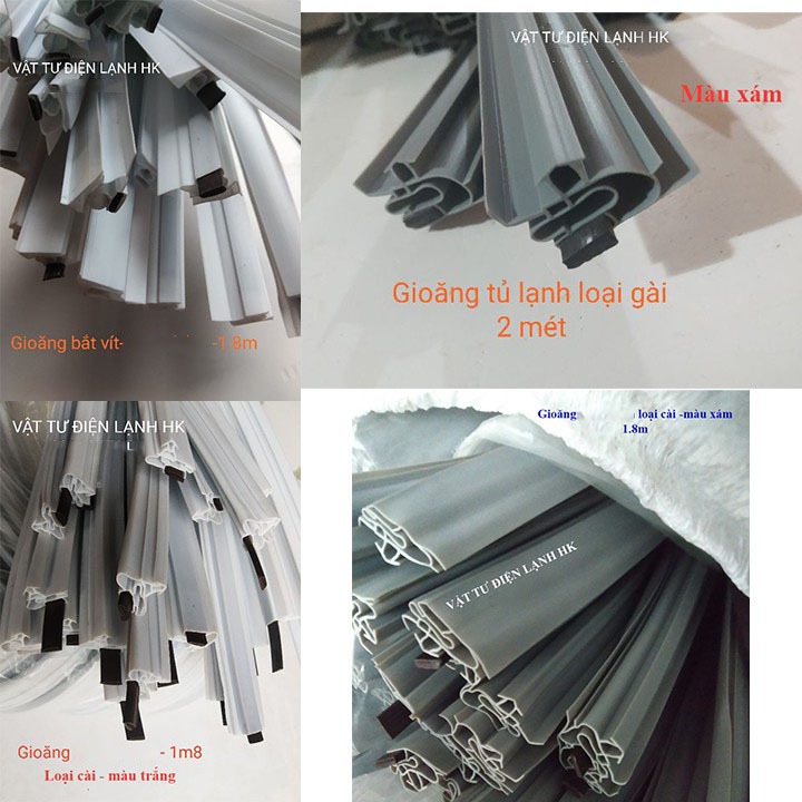 Gioăng tủ lạnh kiểu gài - bắt vít 1.8m-2m - 1m8 2 mét - Ron tủ - Zoăng tủ lạnh cài