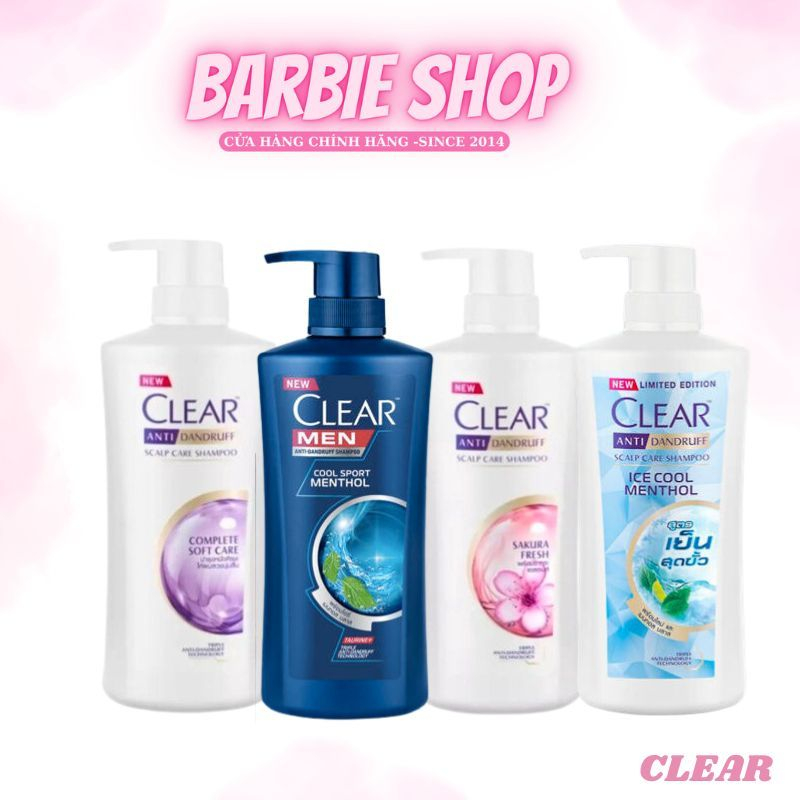 Dầu gội Clear 480ml Thái Lan Men 2 in 1- Bạc Hà- Hoa Anh Đào- Cool Sport-#Deep Cleanse