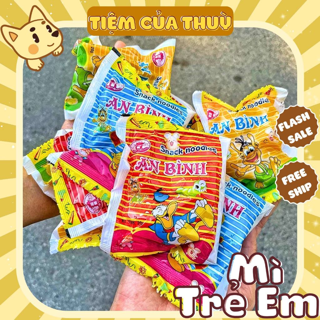 10 Gói Mì Tôm Trẻ Em Ăn Liền, Mì Trẻ Em, Mì An Bính, đồ ăn vặt tuổi thơ