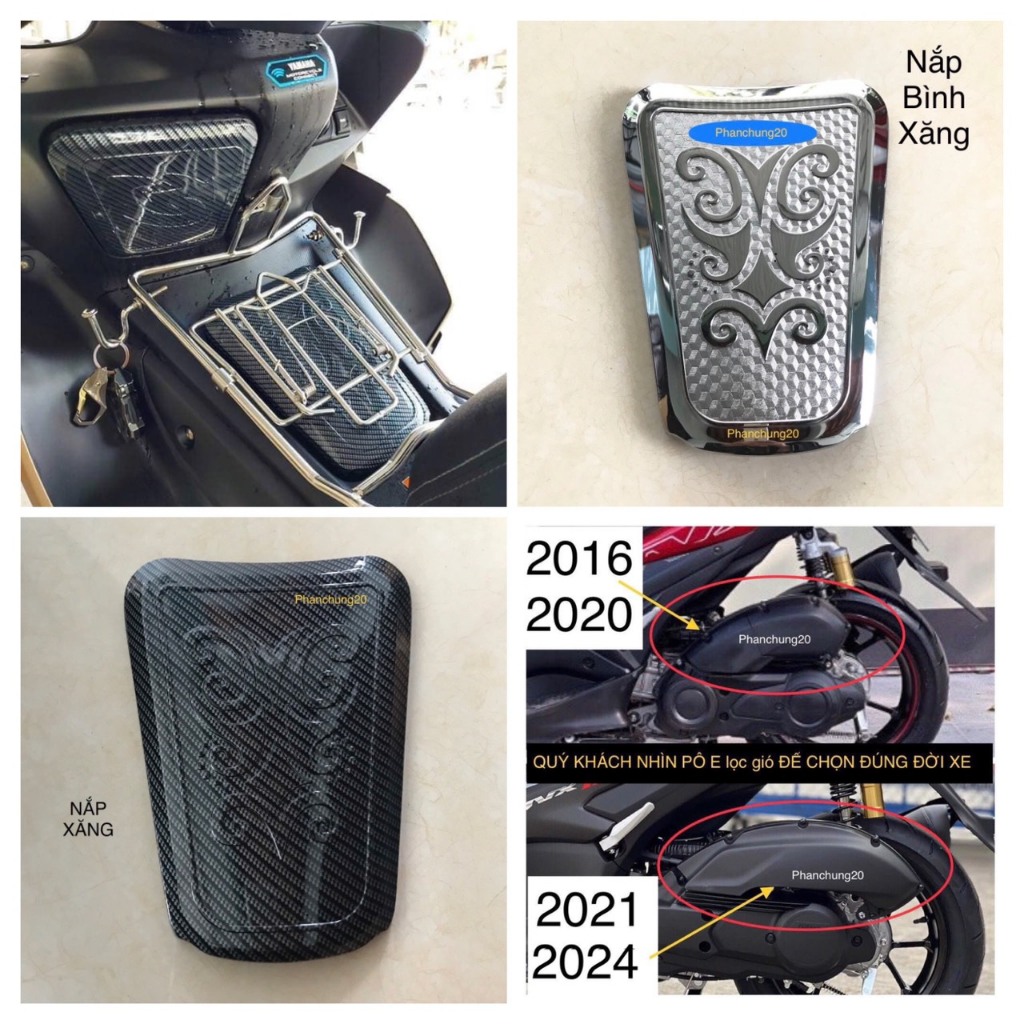 NVX 2021 2022 2023 2024 ( V2 ) ỐP NẮP BÌNH XĂNG DÙNG CHO ĐỜI XE NVX - V2 CROM / CACBON