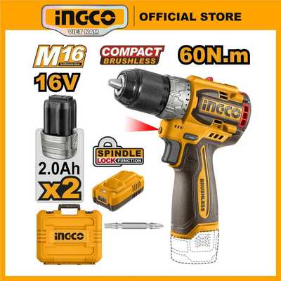Máy khoan pin 16v motor không chổi than hệ pin 16V INGCO CDLI16682 60Nm