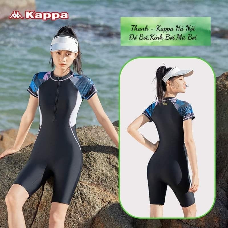 KAPPA Bộ đồ bơi nữ liền thân quần tới gối kín đáo ,áo cộc tay đi bơi ,đi lặn biển siêu hót hè 2024