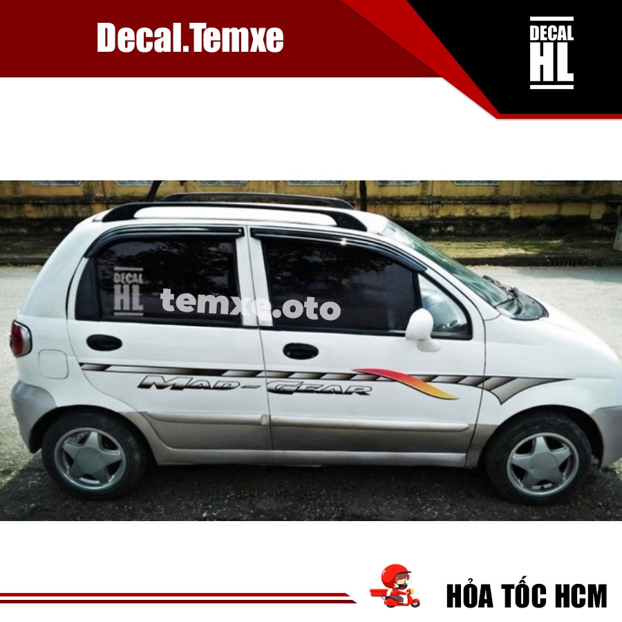 Tem dán sườn xe matiz , xe 4 chỗ. Tem trang trí xe Matiz, Kia Morning các dòng xe 4 chỗ