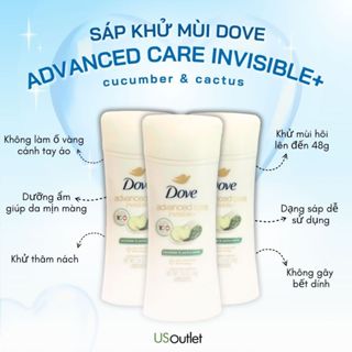 Lăn khử mùi nữ Dove Advanced Care Invisible Cucumber & Cactus Water 74g Hàng Mỹ