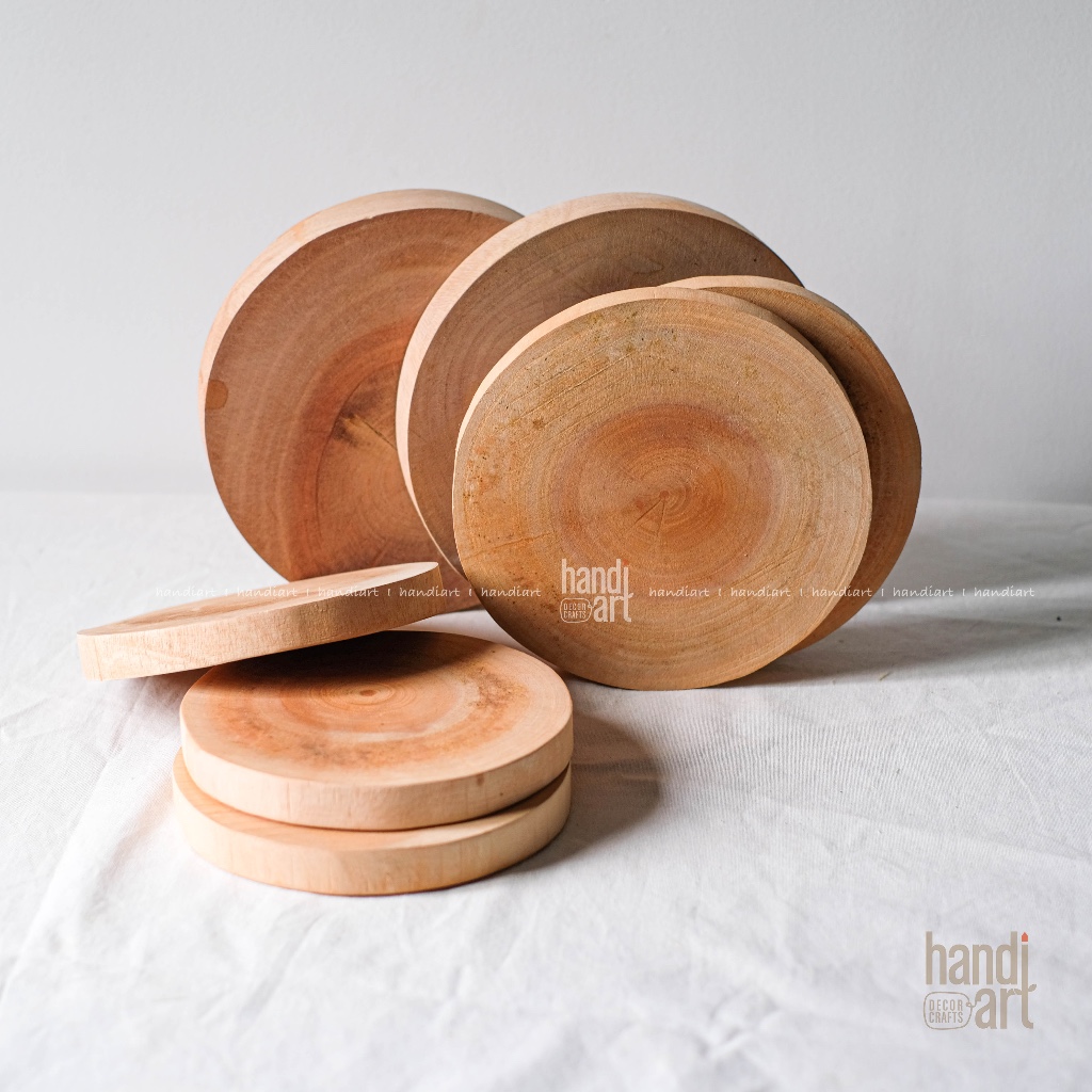 Gỗ Miếng tròn, khoanh gỗ decor, tấm gỗ lót