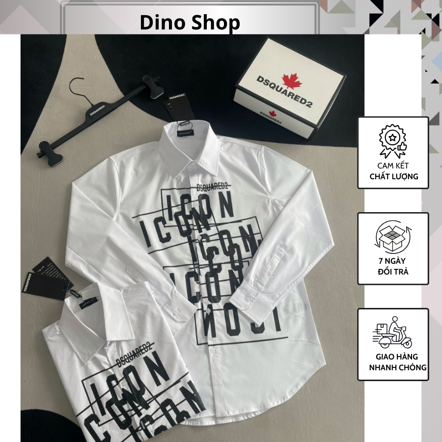 Áo Sơ Mi Nam ICON In Chữ Mẫu Mới Nhất - Áo Sơ Mi Dài Tay Icon Hót Hít