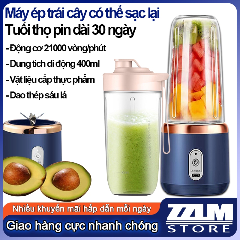 Máy Xay Sinh Tố Juicing Cup 400ML Cầm Tay 6 Lưỡi 2 Cối - double cup mini fruit mixer smoothie mixer 