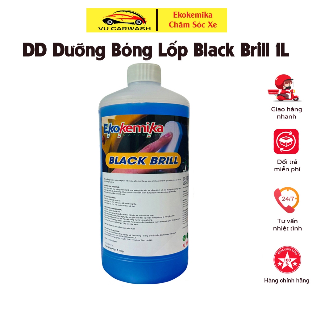 Nước Dưỡng và Làm Đen Bóng Lốp Ô tô - Xe Máy Ekokemika Black Brill -1L