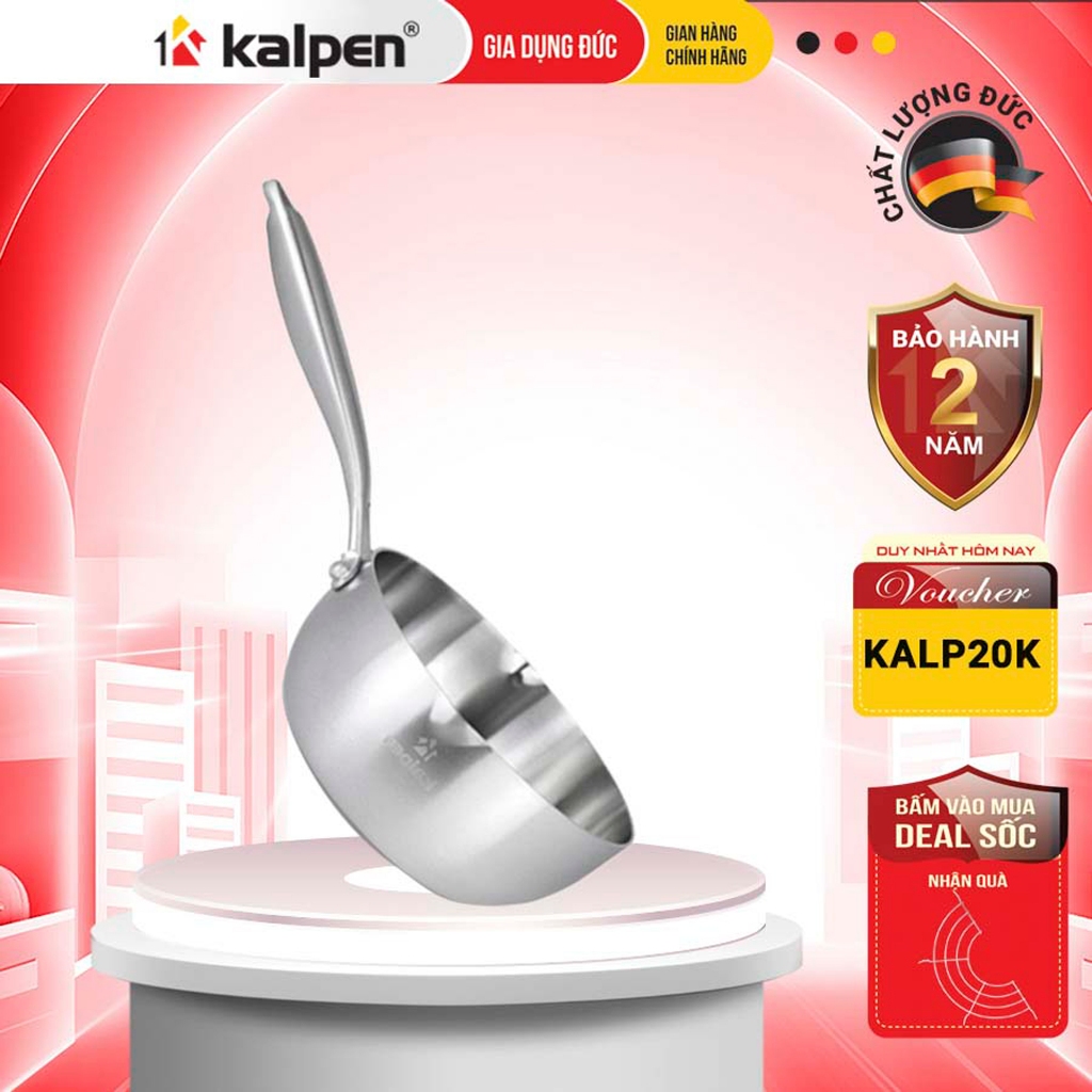 Chảo Inox 304 Cao Cấp 5 Lớp Liền Khối Có Miệng Rót Lager Size 18 - 20 - 24 - 26 - 28Cm Chính Hãng Kalpen Đức
