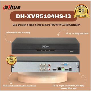 Đầu ghi hình HDCVI AI 4 kênh DAHUA DH-XVR5104HS-I3, chuẩn nén AI-Coding, Bảo hành 24 tháng