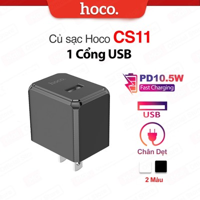 Cù sạc PD10.5W 1 cổng USB Hoco CS11 ,chất liệu PC + ABS chống cháy, chân dẹt