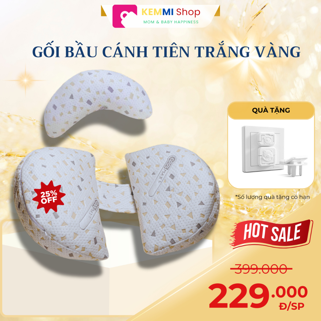 Gối chữ U Gối Bầu Cánh Tiên Kemmi Shop Giúp Mẹ Bầu Ngủ Ngon, Giảm Đau Lưng, Áp Lực, Nâng Đỡ Bụng