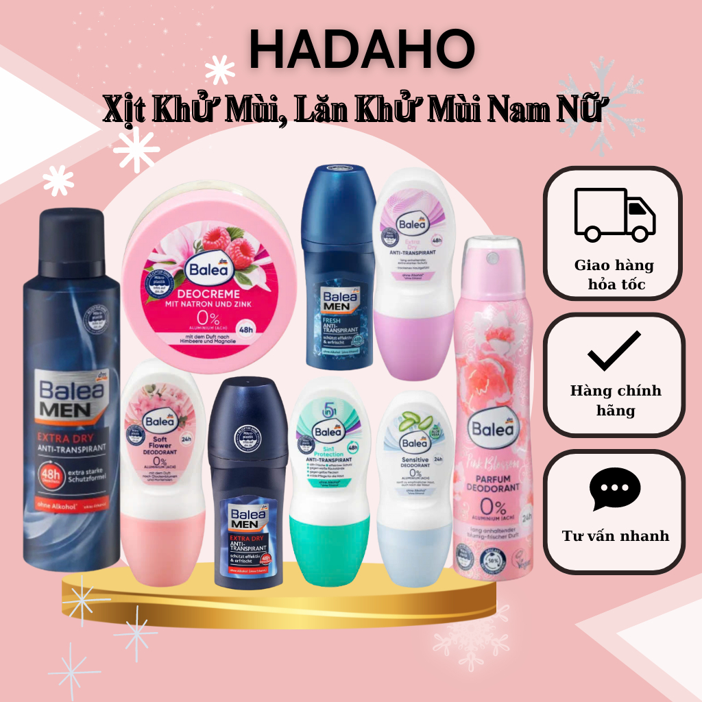 Lăn Khử Mùi Nam Nữ Balea, Kem khử mùi hôi nách Balea Deocreme với baking soda, 50ml