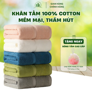Khăn tắm 50x100cm, 60x120cm, 70x140cm 100% Cotton Cao Cấp Dày Thấm Hút, Không Đổ Lông, Không Ra Màu Dùng Cho Gia Đình