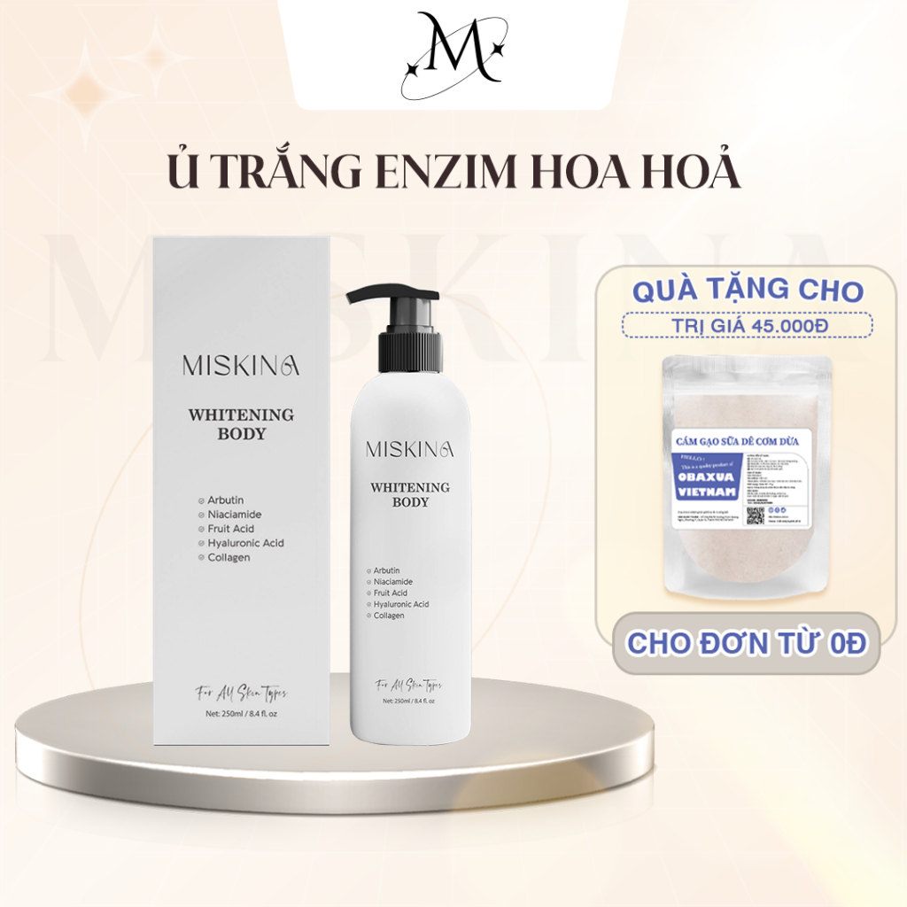 Ủ Trắng Body Enzyme Hoa Quả, Kem Ủ Trắng Enzyme Hoa Quả Kem Tắm Trắng Toàn Thân, Cấp Ẩm Chống Nắng - MISKINA