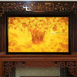 (KT lớn) Tranh điện hào quang in mẫu trúc chỉ treo phòng thờ trang trí bàn thờ phật, gia tiên