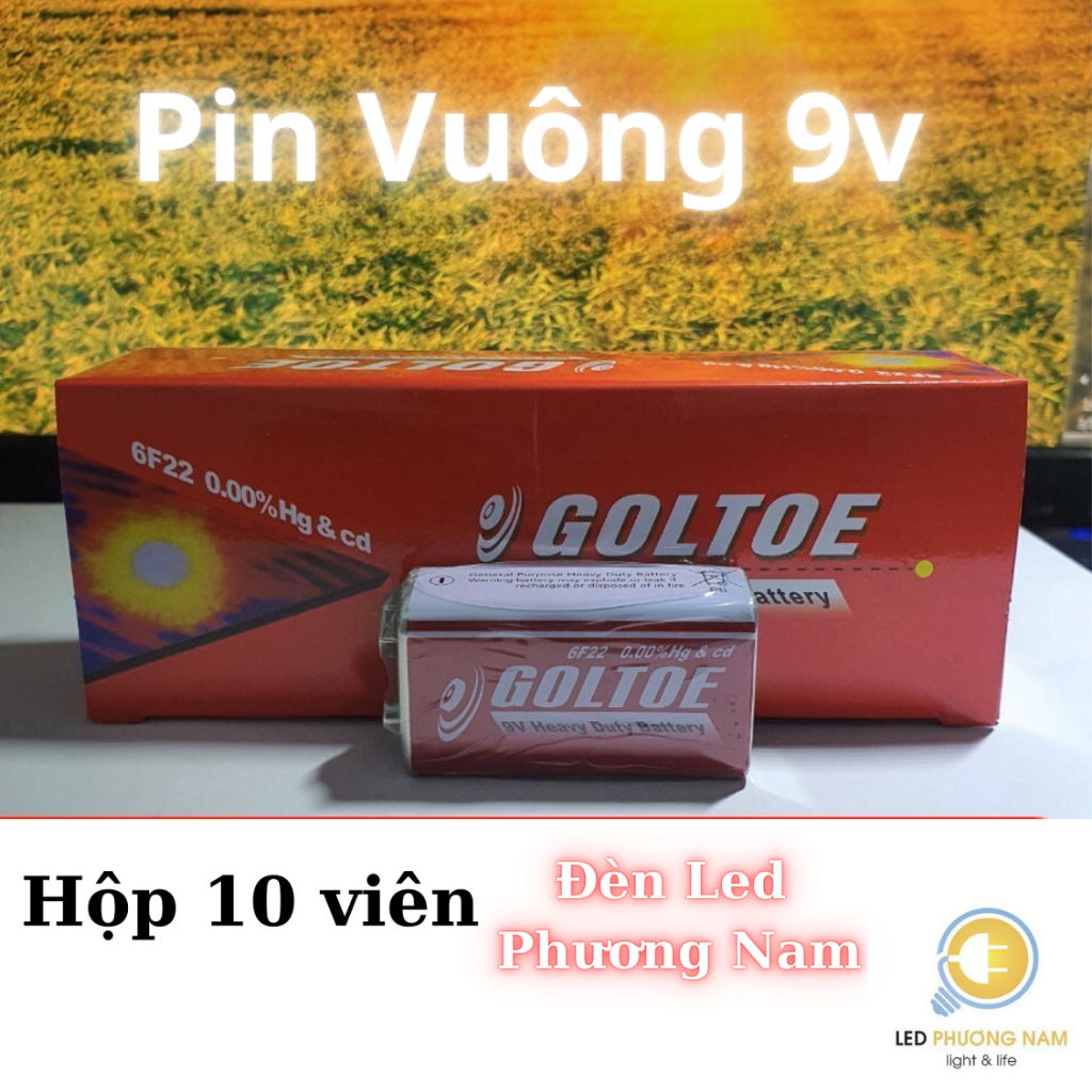 PIN VUÔNG 9V GOLTOE THÔNG DỤNG [Hộp 10 Viên]