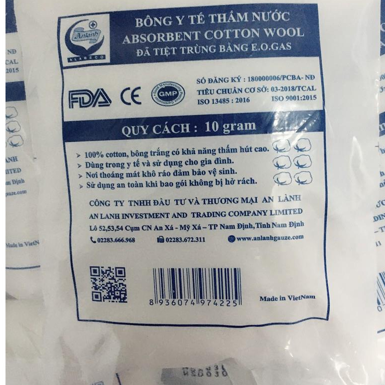 Bông y tế gói 10g An Lành