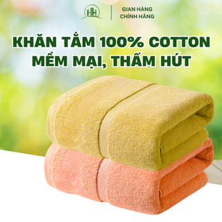 Combo 2 Khăn Tắm To 70x140cm Cotton Cao Cấp Thấm Hút, Mềm Mịn Cho Gia Đình, Khách Sạn Huy Hòa Towel
