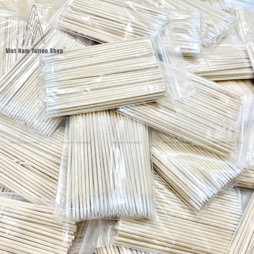 Tăm bông gỗ viền nét 10cm (100 cái/bịch)