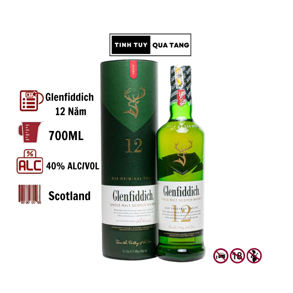 Rượu Glenfiddich 12 năm, dung tích 700ml, nồng độ 40%