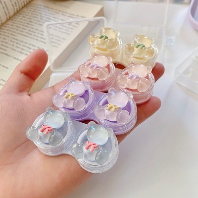 Khay đơn LUNA EYES pha lê hình gấu nơ trong suốt kèm dụng cụ đeo