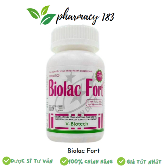Viên Uống Biolac Fort (Chai 100 viên) Bổ Sung Men Vi Sinh Cho Đường Ruột, bảo vệ hệ tiêu hoá của bé 
