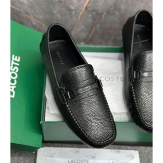  Giày Moca nam da bò Lacos da bò nguyên tấm màu đen kèm khuy sang trọng 