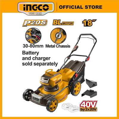Máy cắt cỏ đẩy dùng pin 40V (20V+20V) motor không chổi than INGCO LMLI20185 (máy chưa kèm pin & sạc)