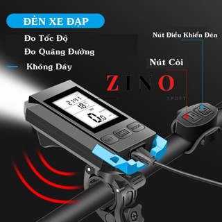Đèn xe đạp có màn hình hiển thị đo tốc độ quãng đường không dây Pin 4000mah, kèm còi sạc USB, chống nước