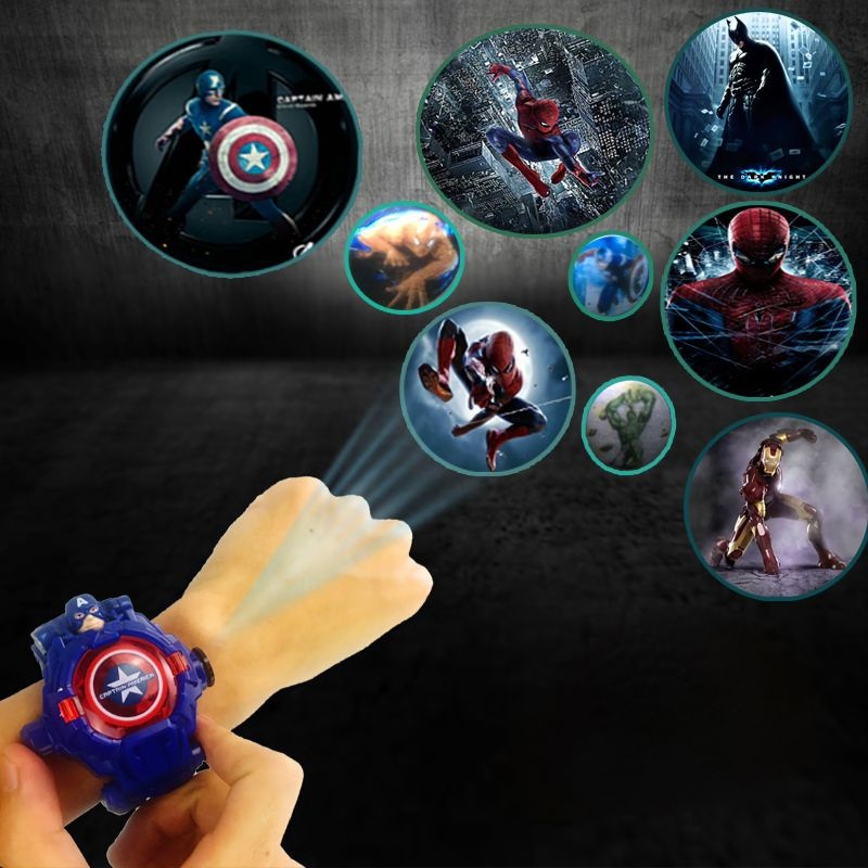Đồng hồ siêu nhân biến hình siêu anh hùng Avengers Người Nhện Spider Man Iron Man đeo tay cho bé đồ chơi