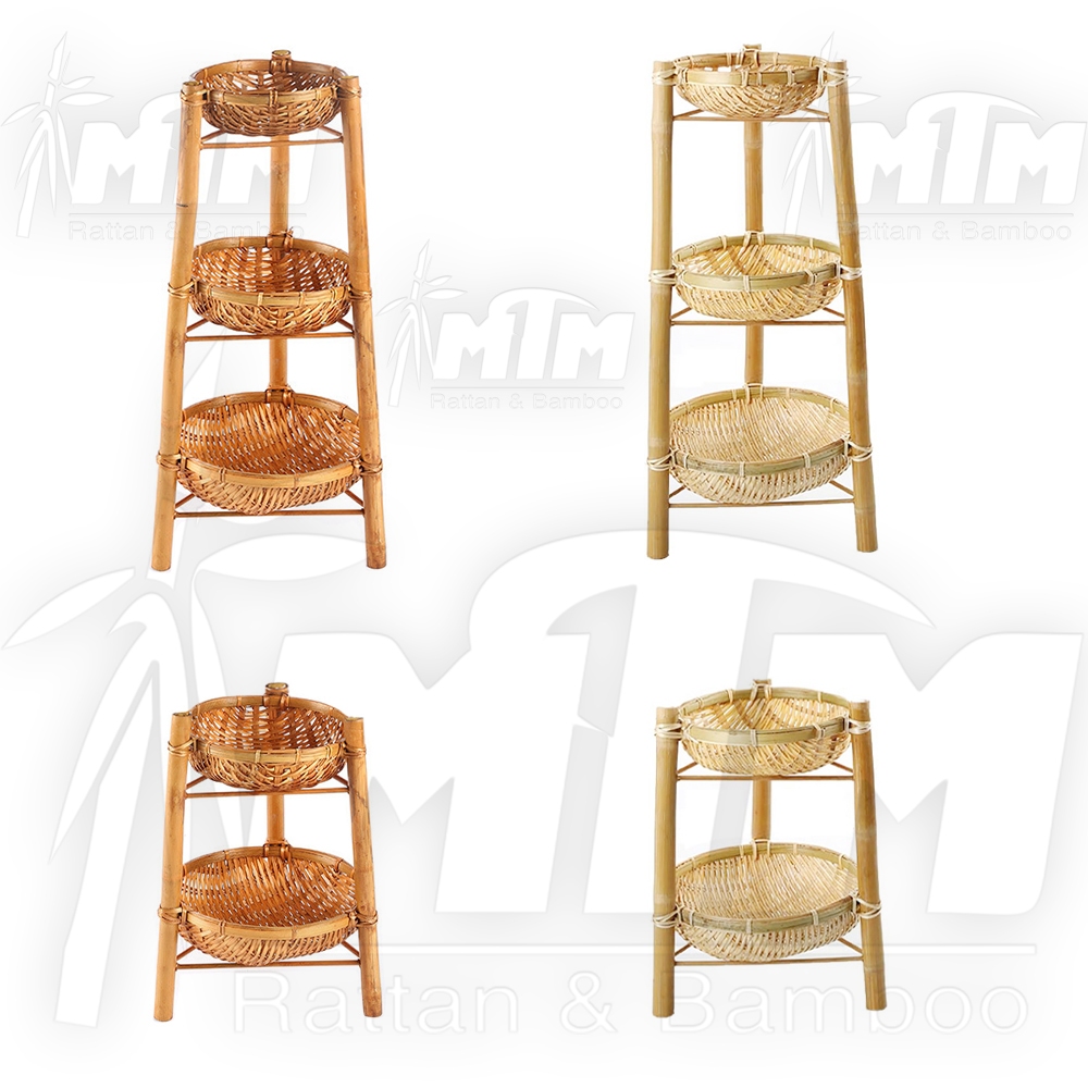 Kệ tre l Rổ rá tre tầng trang trí đồ ăn, buffet.