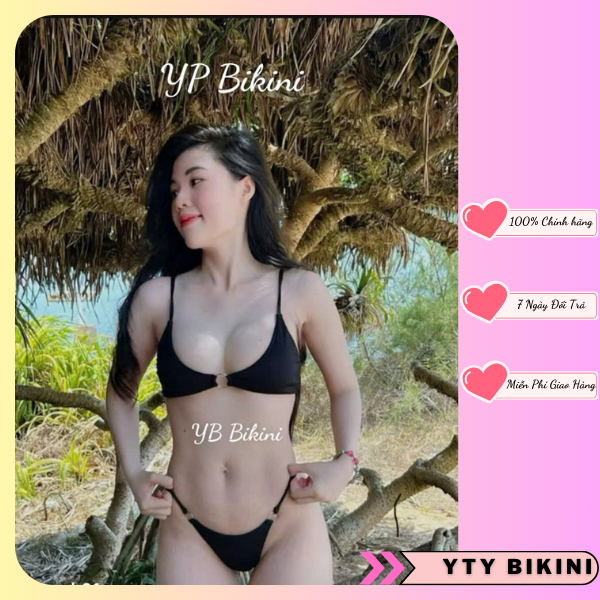 Bikini 2 mảnh khoen nhỏ đi biển quần ship nhỏ ( sẵn hàng -che tên )