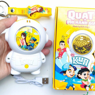  Quạt kun phi hành gia Quạt sạc mini cầm tay tích điện có cáp sạc dây đeo nhỏ gọn làm móc khoá ngẫu nhiên 