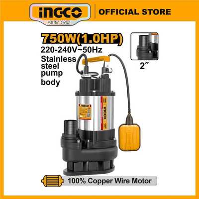 Bơm chìm nước thải 750W vỏ thép không gỉ INGCO SPDS7508 1HP