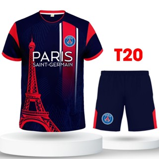 Bộ quần áo đá bóng, đồ đá banh PSG thun lạnh cao cấp logo thêu